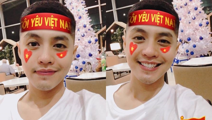 Noo Phước Thịnh khoe hình ảnh cực điển trai để cổ vũ cho đội tuyển Việt Nam